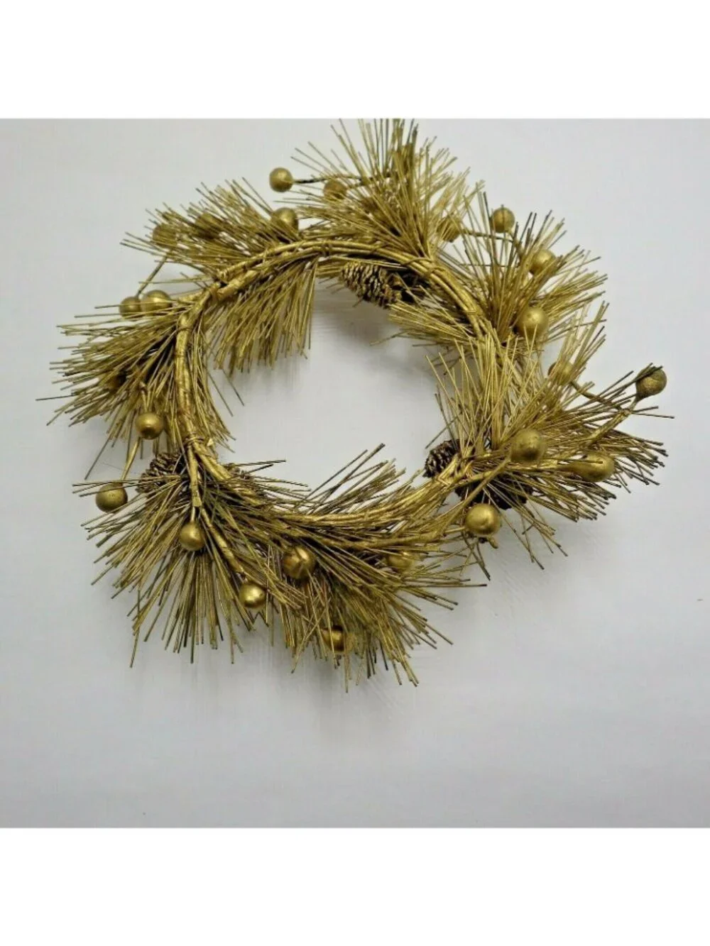 Candle Ring Gold Pine cone Needles Vintage